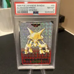 PSA 8 Near Mint Alakazam 065 Carddass Vending Prism 1996 Japanese Graded Card - Image 1