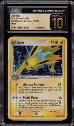 Pokemon Jolteon EX Unseen Forces Holo Rare #8 CGC 10 Pristine - Image 1