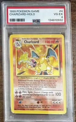 Pokemon TCG Charizard Base Set Holo Unlimited Rare Card 4/102 Certified PSA 4 - Image 1