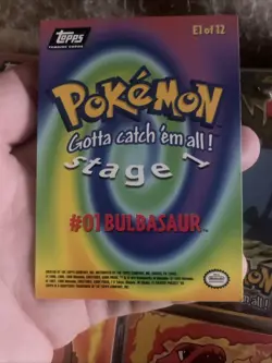 Topps Pokemon stage 1 #1 Bulbasaur E1/12 Black Logo Non Holo 2nd Edition - Image 2