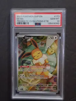 2025 Pokemon Prismatic Evolutions EEVEE #173 Black Star ETB Promo PSA 10 - Image 1