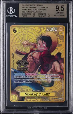 2025 ONE PIECE 2ND ANV SR #ST13-015 MONKEY D LUFFY BGS 9.5 - Image 1