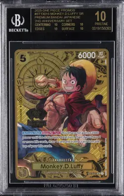 2025 ONE PIECE 2ND ANV SR #ST13-015 MONKEY D LUFFY BGS 10 BLACK LABEL - Image 1