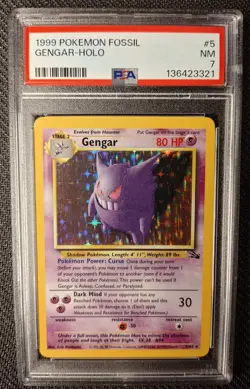 Pokemon Gengar 5/62 Unlimited Fossil Holo - PSA 7 - Image 1