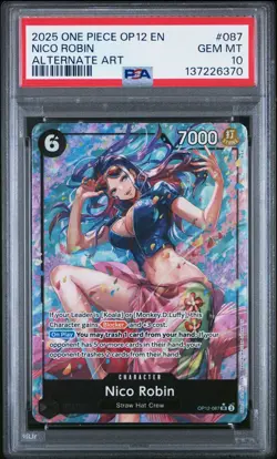 2025 ONE PIECE OP12 087 LEGACY OF THE MASTER NICO ROBIN ALT ART PSA 10 GEM MINT - Image 1