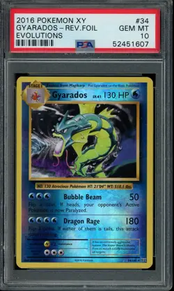 2016 POKEMON XY EVOLUTIONS GYARADOS-REVERSE FOIL 34/108 PSA 10 GEM MT - Image 1
