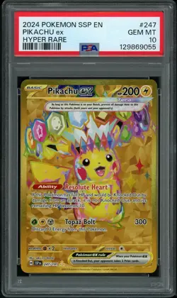 PSA 10 GEM MINT Pikachu EX 247 Surging Sparks Pokemon Card - Image 1