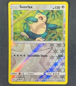 POKEMON Snorlax 50/68 Sun & Moon Hidden Fates Reverse Holo Rare Card - Image 1
