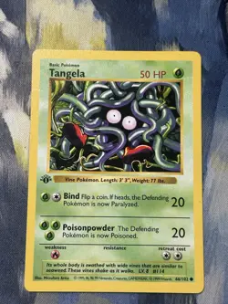Pokemon Vintage 1st Edition Tangela 066/102 Base Set (Shadowless) Wotc 1999 LP - Image 1