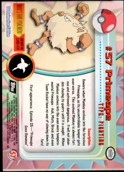 topps Pokemon TV Animation Edition Series 1 Holo Foil #57 Primeape Error MC - Image 2