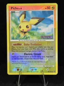 Pichu LV.8 45/100 Platinum Stamped Reverse Holo Pokemon Card MP - Image 1
