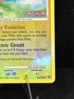 Pichu LV.8 45/100 Platinum Stamped Reverse Holo Pokemon Card MP - Image 5