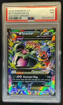 2015 Pokemon XY Ancient Origins Mega Tyranitar Holo #43/98 PSA 7 - Image 1