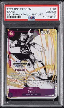 2024 ONE PIECE CHAMP 2024 TOP PLAYER PACK VOL.2 FINALIST #064 SANJI PSA 10 - Image 1