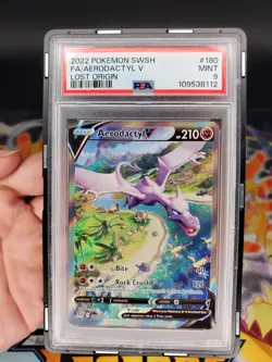 Pokemon TCG Aerodactyl V 180/196 Lost Origin Alt Art Holo Rare PSA 9 Mint + Case - Image 2