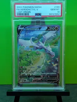 2022 SWSH Lost Origin Aerodactyl v Alt Art 180/196 PSA 10 Pokemon TCG - Image 1