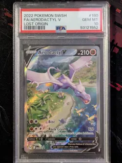 2022 SWSH Lost Origin Aerodactyl v Alt Art 180/196 PSA 10 Pokemon TCG - Image 4