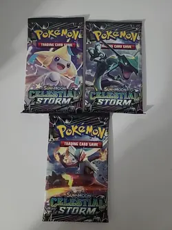 Pokemon TCG -3 Packs SM Celestial Storm 3 Booster Packs - Factory Sealed - - Image 1
