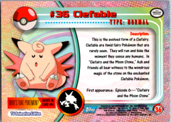 Clefable #36 - BLUE LOGO - NON-HOLO - SERIES 1 - TOPPS Pokemon Card - NM - Image 2