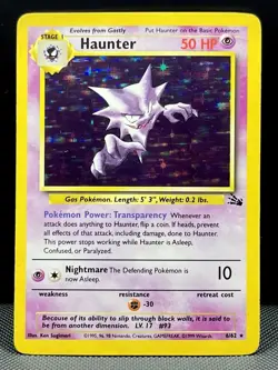 Haunter 6/62 Fossil Holo MP Pokemon TCG WOTC Vintage (Miscut Error) - Image 2