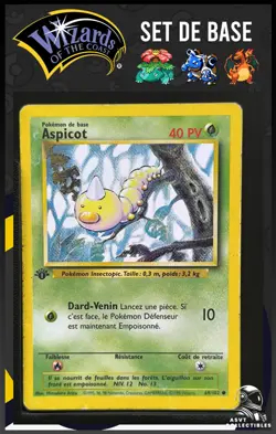 Aspicot 69/102 Edition 1 Ed 1 Set De Base Wizards Carte Pokemon FRA - Image 1