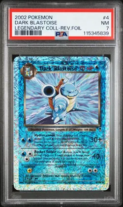 2002 POKEMON LEGENDARY COLLECTION #4 DARK BLASTOISE-REVERSE FOIL PSA 7 - Image 1