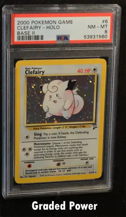 Pokemon Base Set 2 Clefairy PSA 8 Holo (1560) 6/130 - Image 1