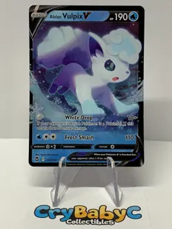 Pokemon Alolan Vulpix V 033/195 Silver Tempest Sword & Shield ULTRA RARE - Image 1