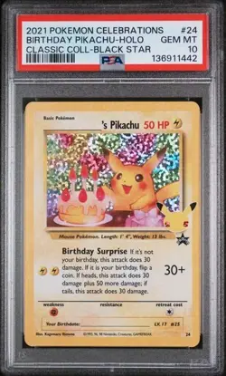 Pokemon Celebrations Birthday Pikachu 24 Classic Holo PSA 10 GEM MINT - Image 1