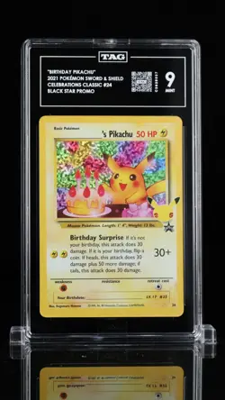 2021 Pokemon Birthday Pikachu Celebrations Classic 24 SWSH TAG MINT 9 - Image 1
