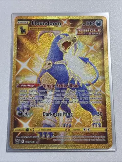 Pokemon TCG Houndoom Gold Secret Holo Rare Card 179/163 Battle Styles Full Art - Image 1