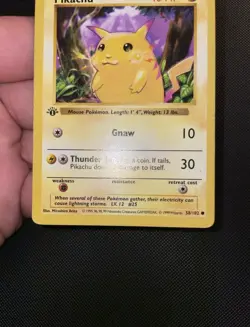 Pikachu 1st Edition Shadowless 58/102 Base Set 1999 Pokemon TCG Card MP - Image 2