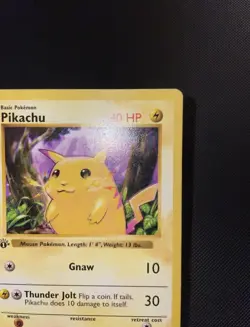Pikachu 1st Edition Shadowless 58/102 Base Set 1999 Pokemon TCG Card MP - Image 3