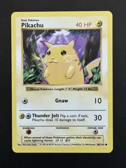 Shadowless Pikachu 58/102 Base Set RED CHEEKS Rare 1999 Vintage Pokemon Card - Image 1