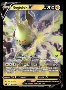 Pokemon Cards Regieleki V 057/195 Silver Tempest Holo Rare V NM - Image 1
