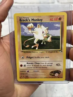 Pokemon Gym Heroes Card 68/132 Brock's Mankey Nintendo Vintage LP/NM Common WOTC - Image 1