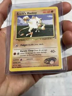 Pokemon Gym Heroes Card 68/132 Brock's Mankey Nintendo Vintage LP/NM Common WOTC - Image 2