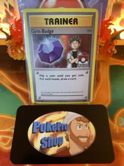 2016 Pokemon League Gym Badge Brock Holo XY203 Black Star Promo - NM - Image 1