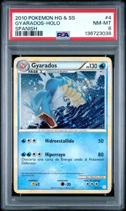 2010 POKEMON HEARTGOLD & SOULSILVER SPANISH #4 GYARADOS-HOLO PSA 8 - Image 1