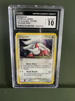 Zangoose 21/106 Reverse Holo- 2005 Pokemon EX Emerald - CGC Gem Mint 10 - Image 1