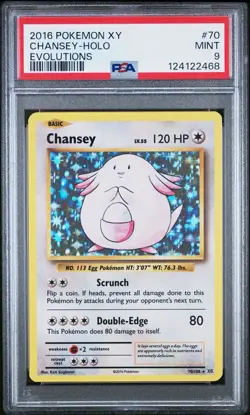 2016 POKEMON XY EVOLUTIONS CHANSEY HOLO #70/108 PSA 9 - Image 1