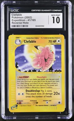 CGC 10 GEM MINT Clefable 2002 Expedition 41/165 Reverse Holo Pokemon Card - Image 1