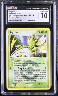 CGC 10 Scyther EX Fire Red & Leaf Green 29/112 Reverse Holo Pokemon Card - Image 1