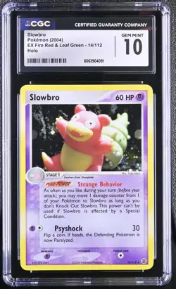 CGC 10 GEM MINT Slowbro EX Fire Red & Leaf Green 14/112 Holo Pokemon Card - Image 1