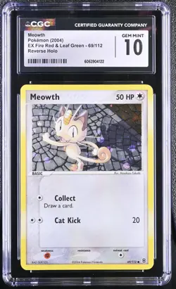 CGC 10 Meowth EX Fire Red & Leaf Green 69/112 Reverse Holo Pokemon Card - Image 1