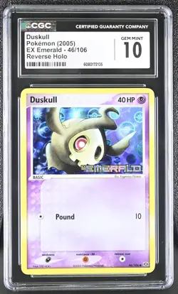 CGC 10 GEM MINT Duskull 2005 EX Emerald 46/106 Reverse Holo Stamped Pokemon Card - Image 1