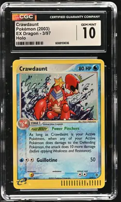 CGC 10 GEM MINT Crawdaunt 2003 EX Dragon 3/97 Holo Pokemon Card - Image 1