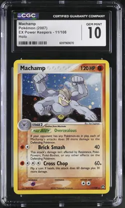 CGC 10 GEM MINT Machamp 2007 EX Power Keepers 11/108 Holo Pokemon Card - Image 1