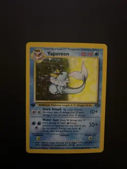 Pokemon TCG Vaporeon Holo Rare Card Jungle, 12/64, First Edition MP! - Image 1