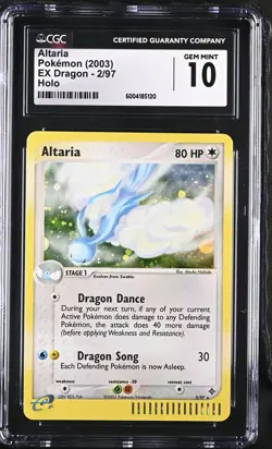CGC 10 GEM MINT Altaria 2003 EX Dragon 2/97 Holo Pokemon Card - Image 1